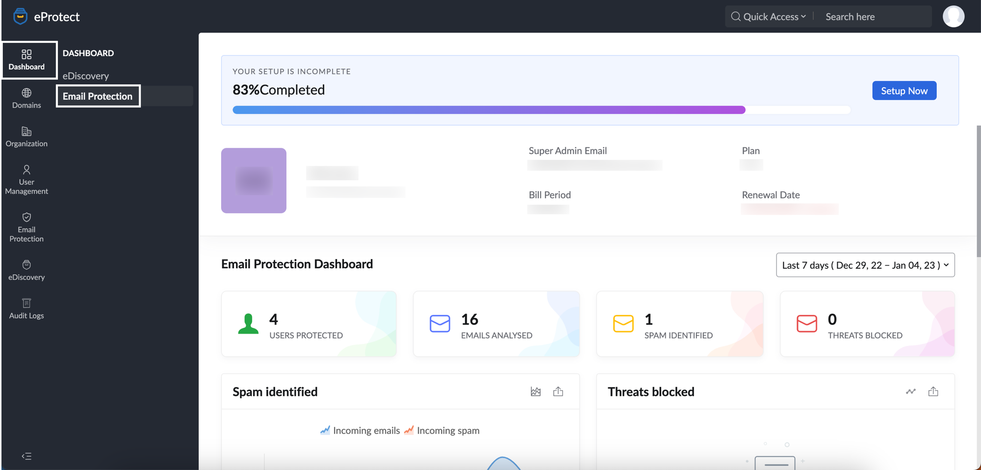 email protection dashboard