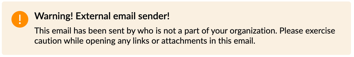 External Email Sender Alert