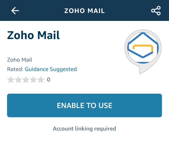 Habilitar Zoho Mail en su aplicación Alexa