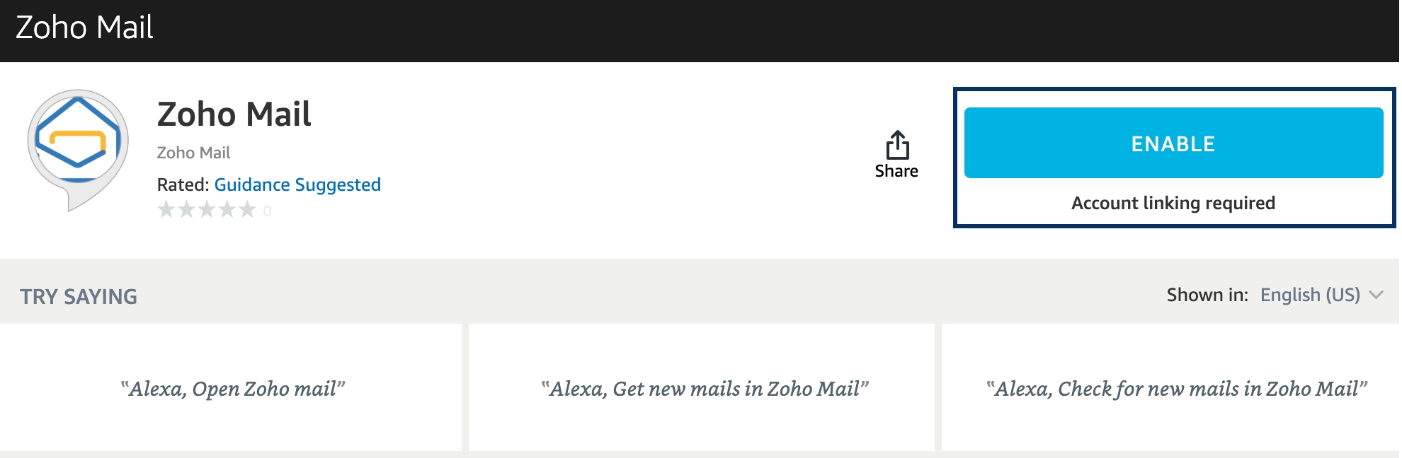Habilitar Zoho Mail en su Alexa