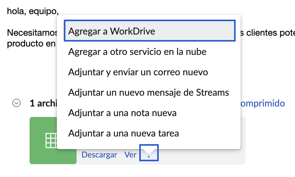 agregar a workdrive