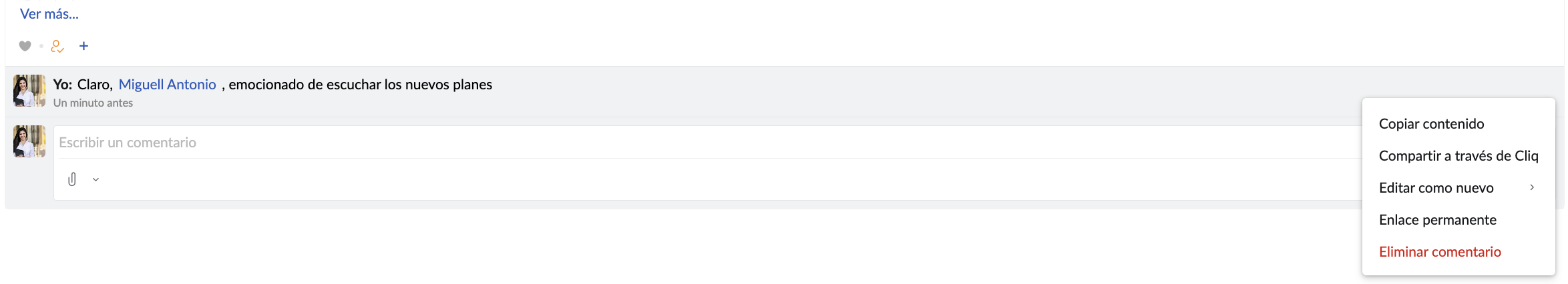 Opciones de comentarios