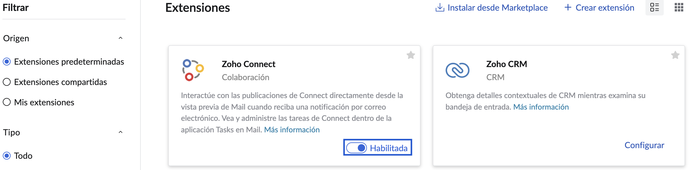 Configurar Zoho Connect