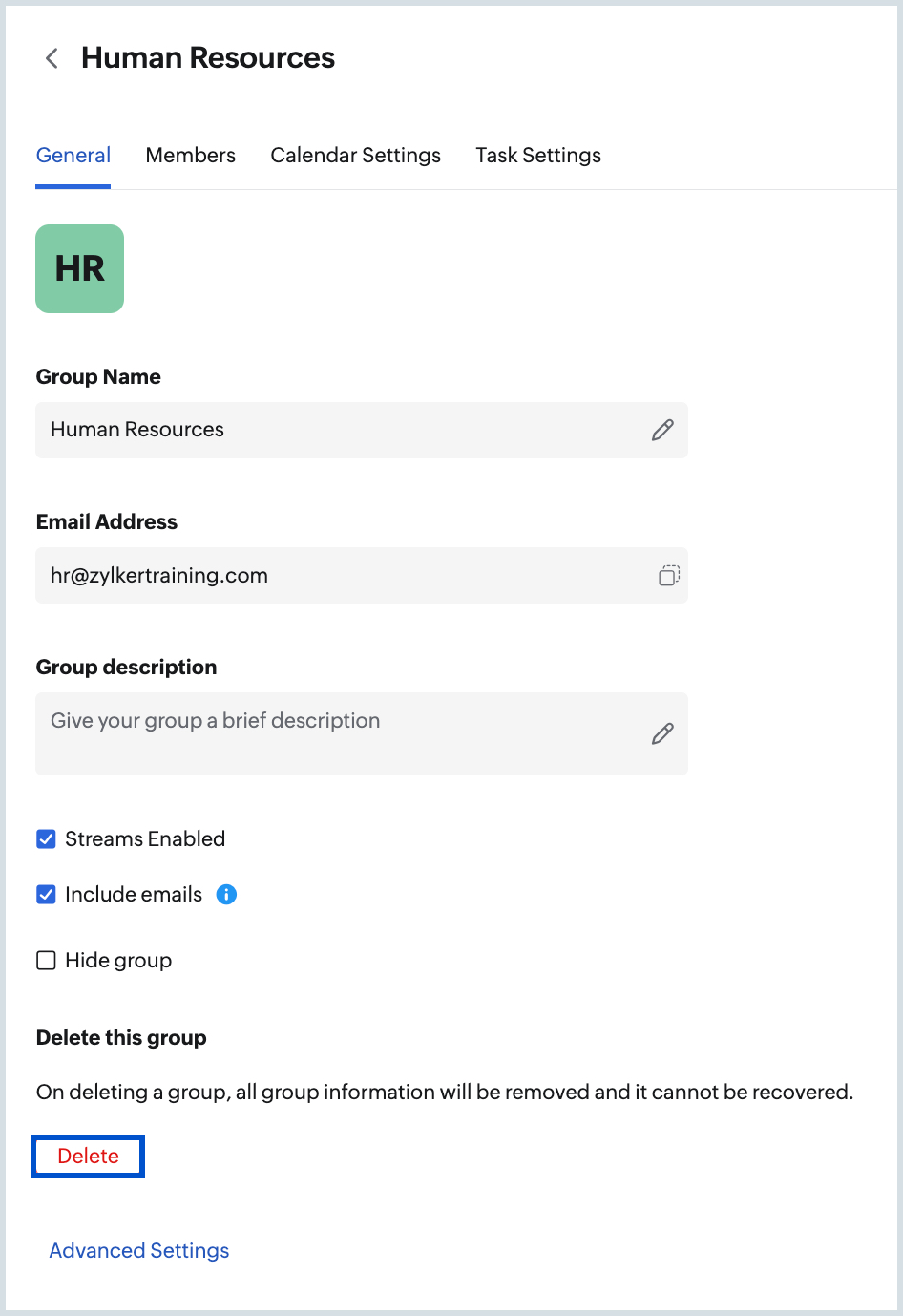 Eliminar grupo