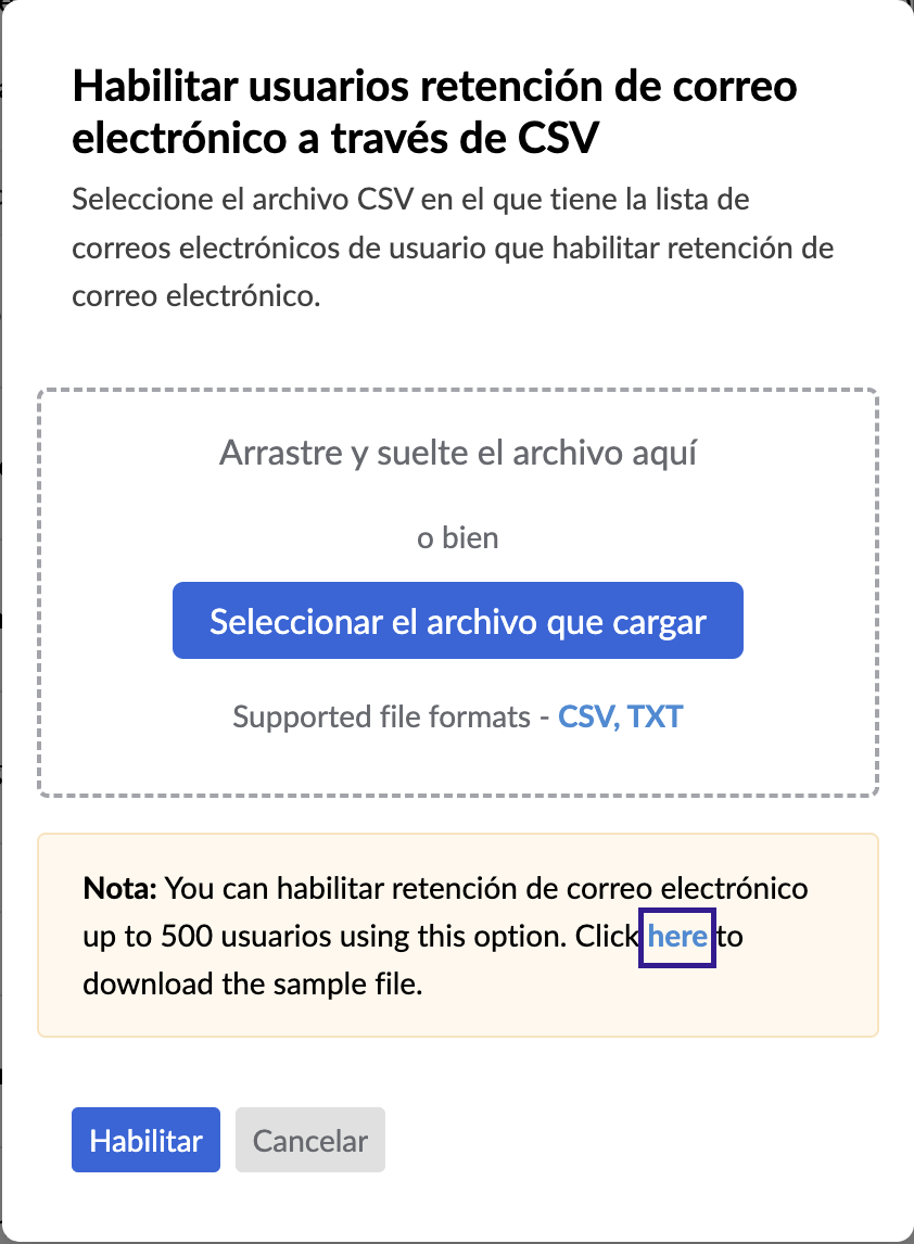 Descargar CSV de muestra Descargar CSV de muestra