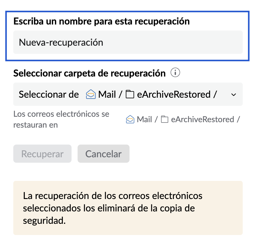 nombre de recuperación