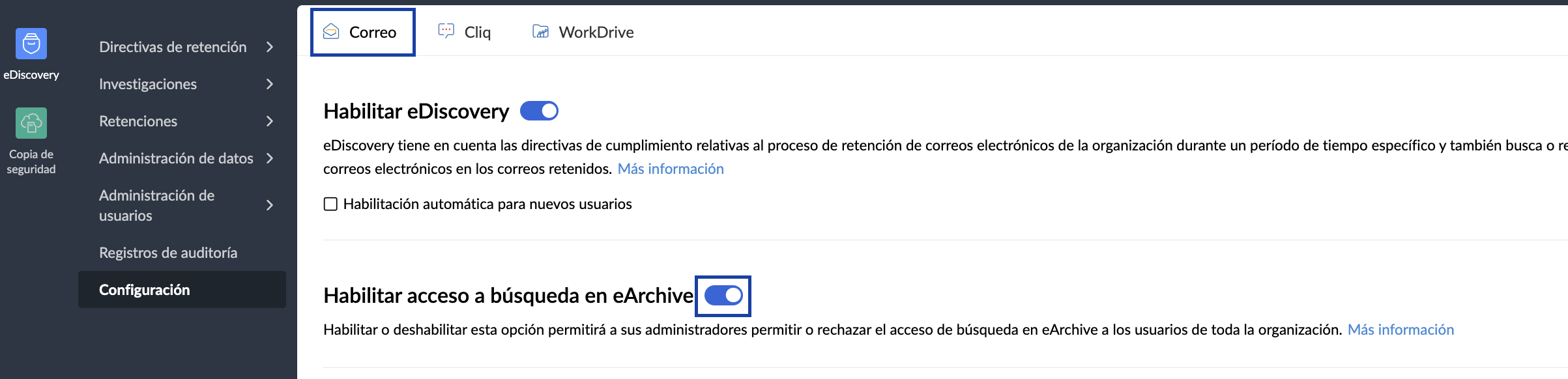 permiso de usuario de ediscovery