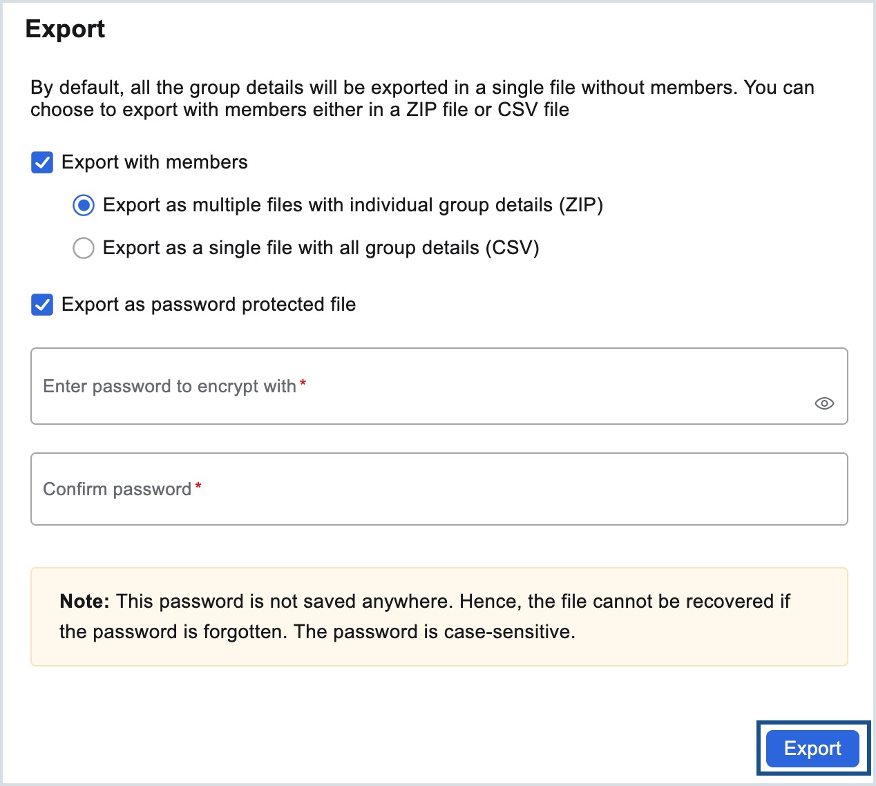 exportar grupos