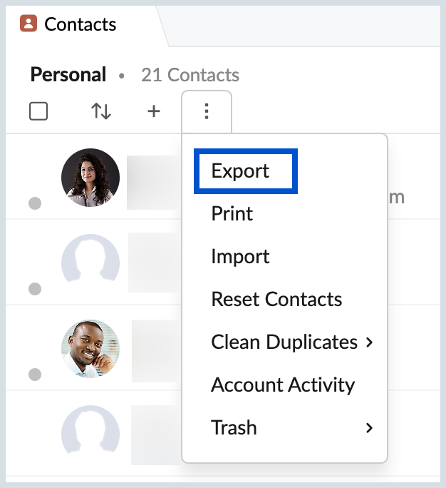 Exportar contactos
