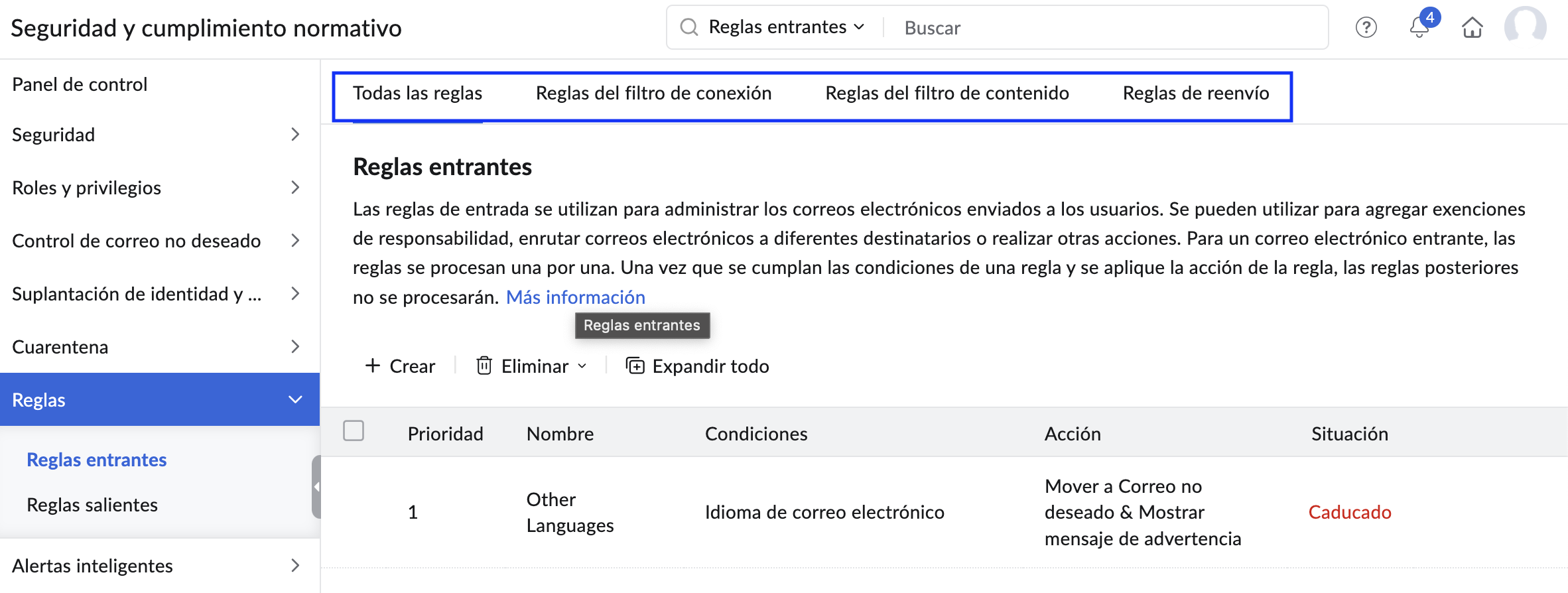 menú superior de reglas menú superior de reglas