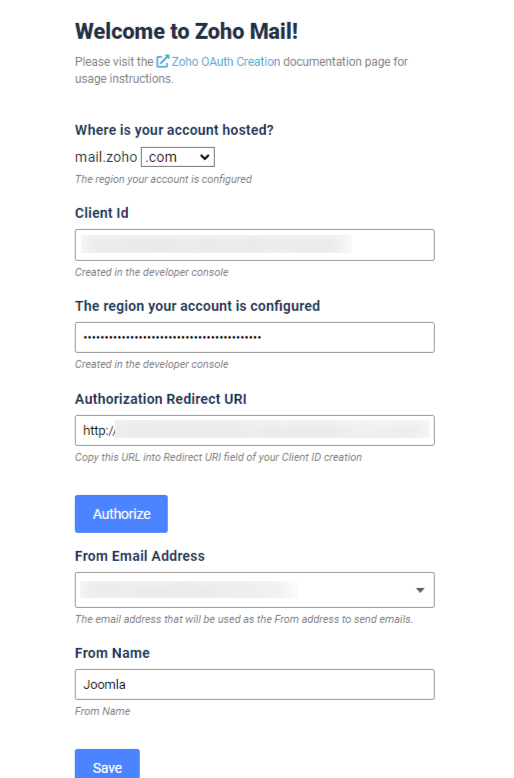 Configurar de Zoho Mail