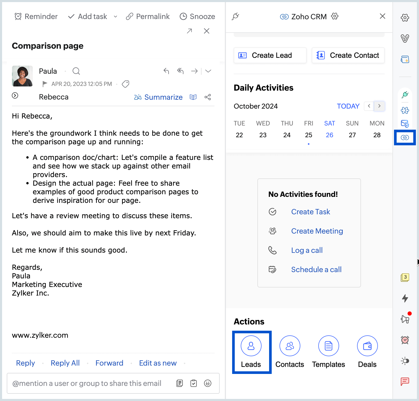 Widget de CRM