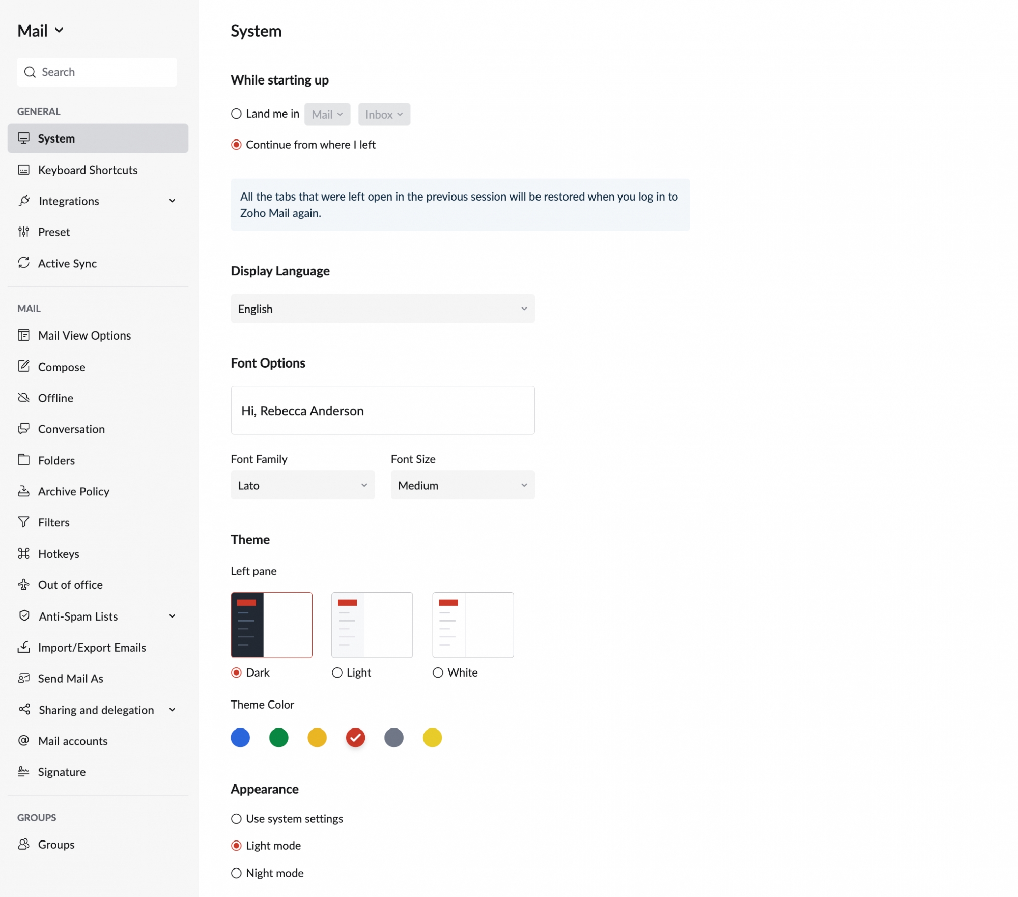 Configuración de correo