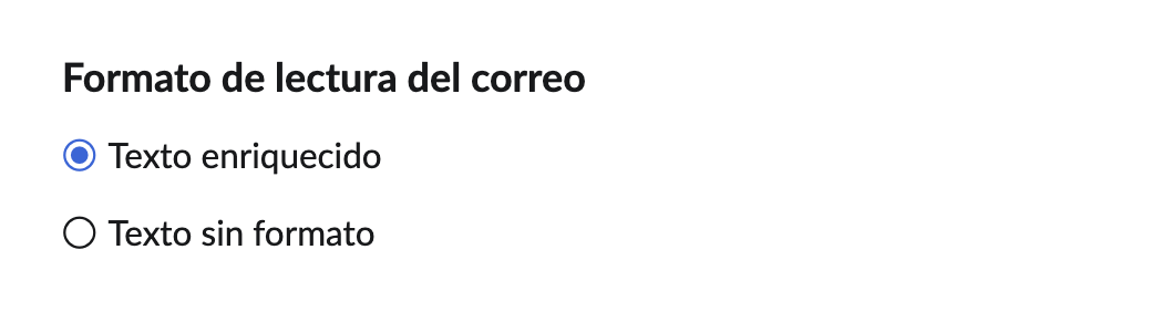 Formato de lectura de correo