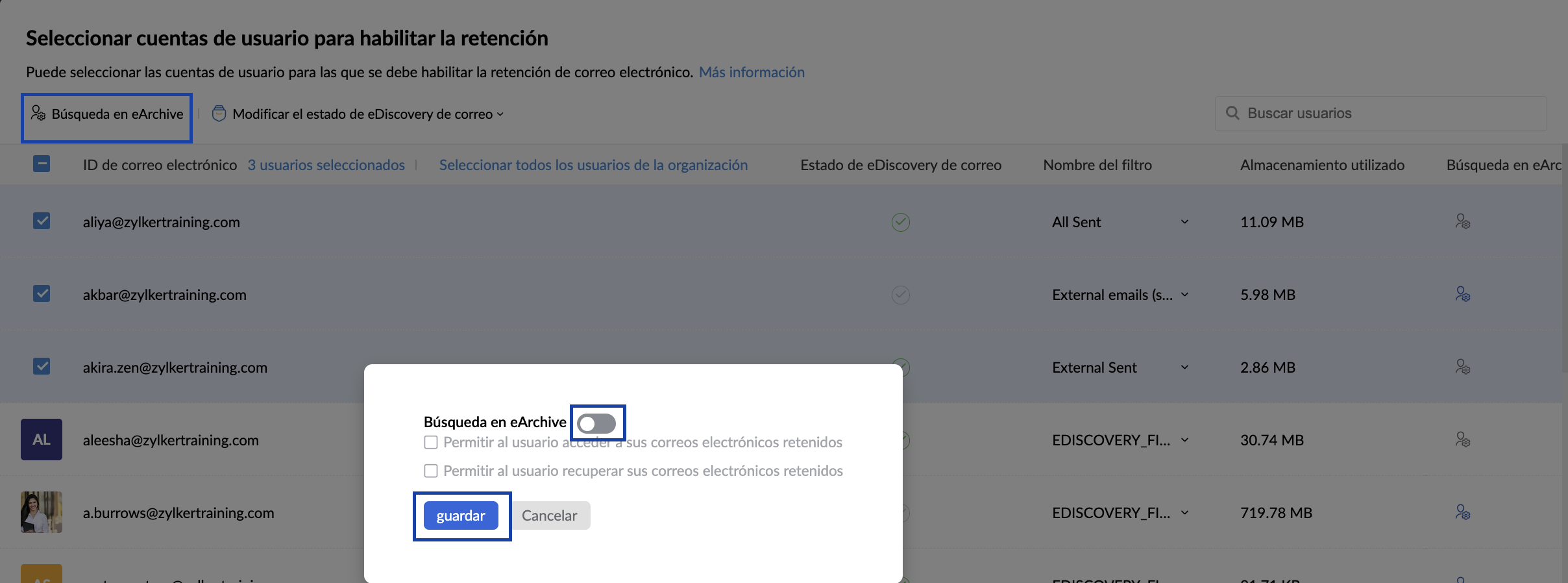 Acceso a eArchive para varios usuarios