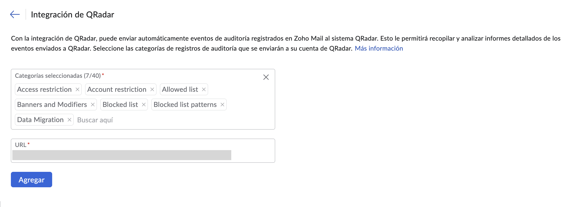 Configuración de QRadar