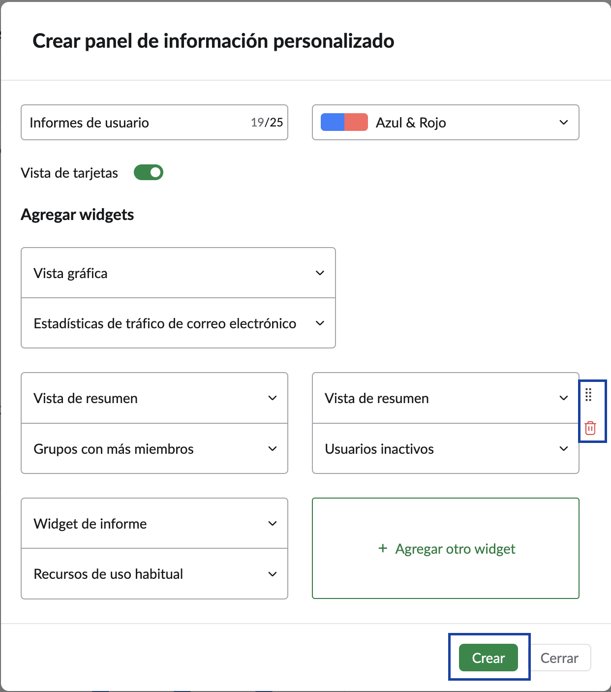 panel personalizado