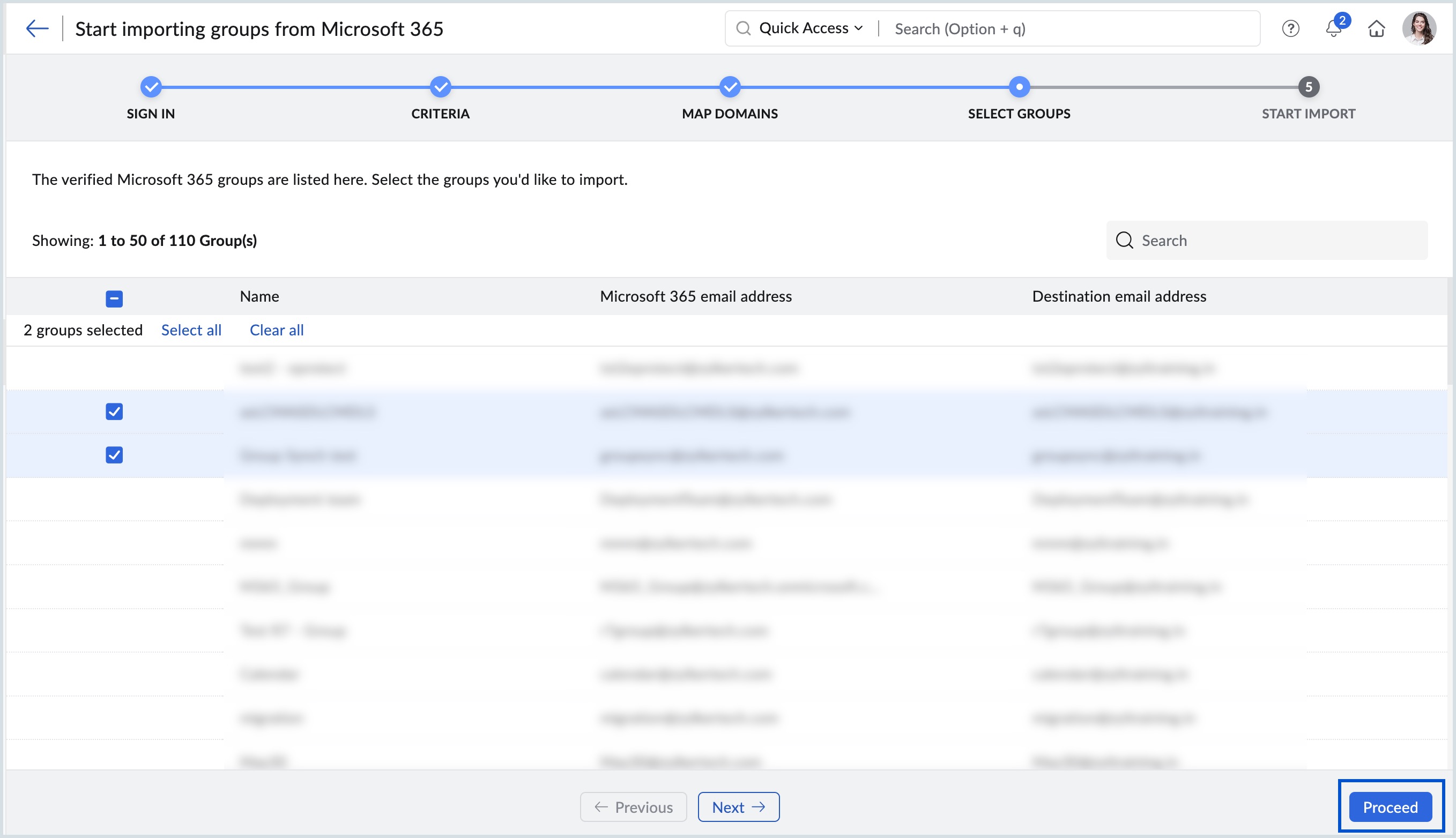 seleccionar grupos de la cuenta de Microsoft 365