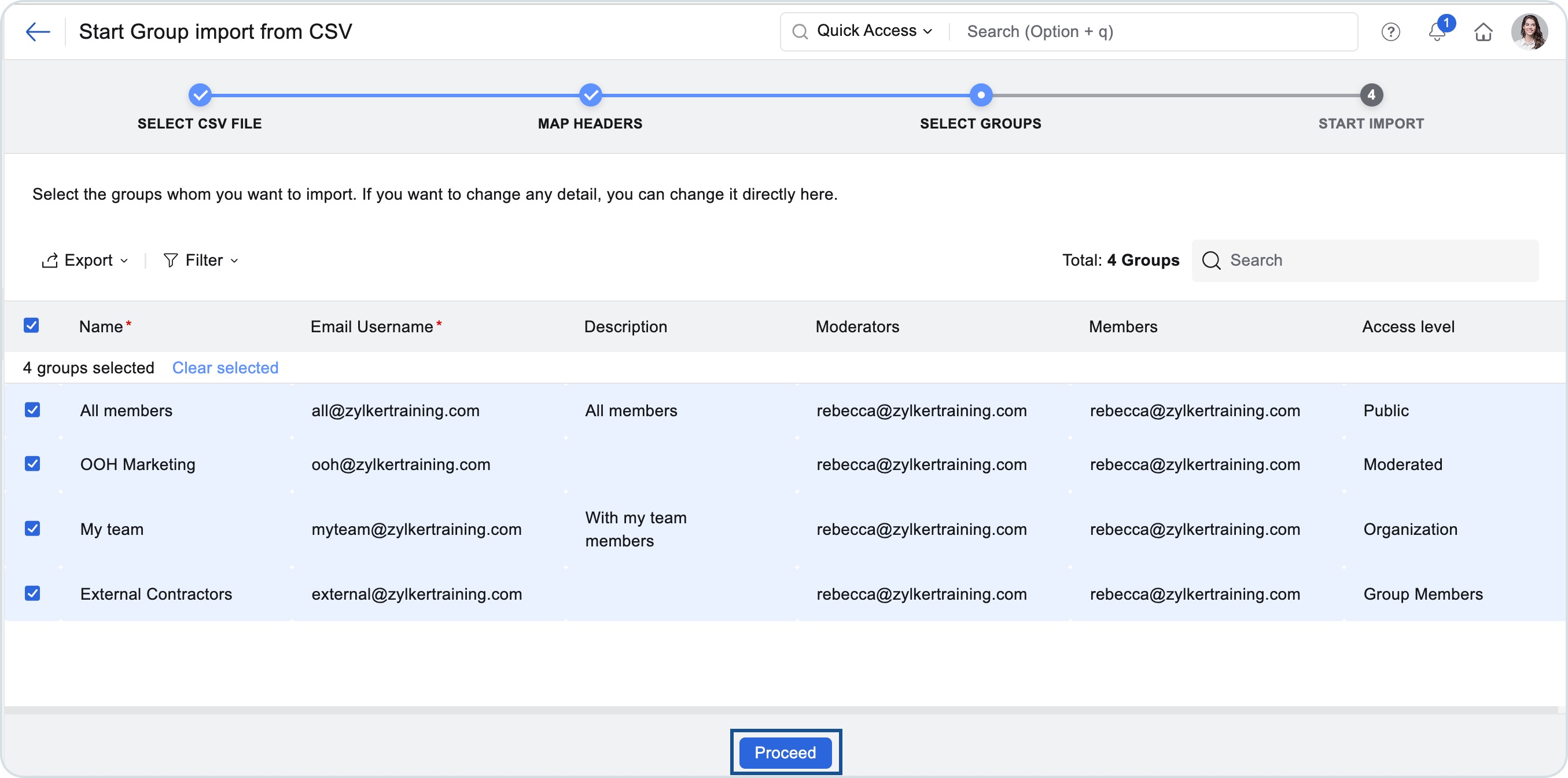 seleccionar grupos del archivo CSV