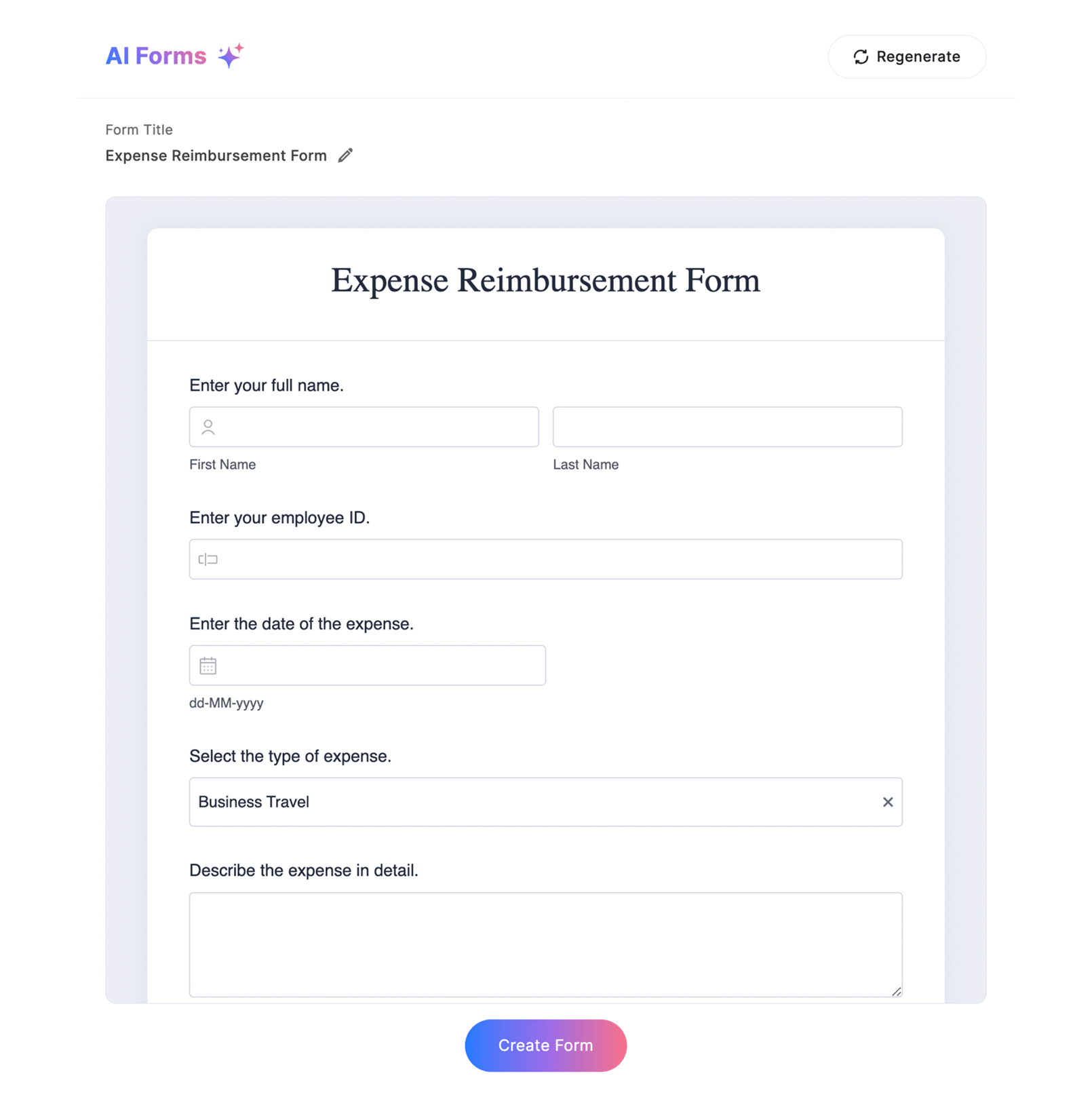 AI Form Generator - Zoho Forms