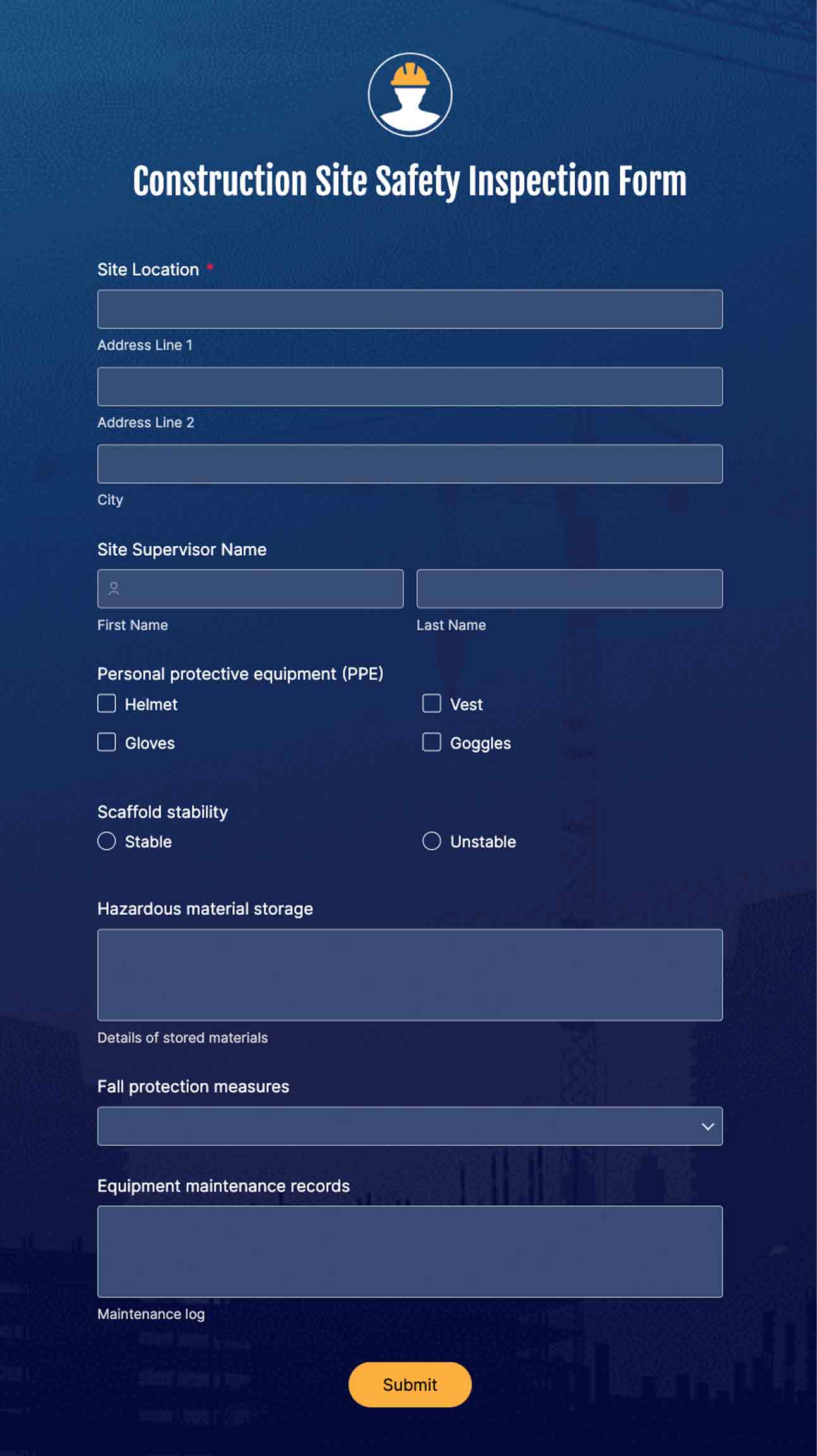 construction site forms