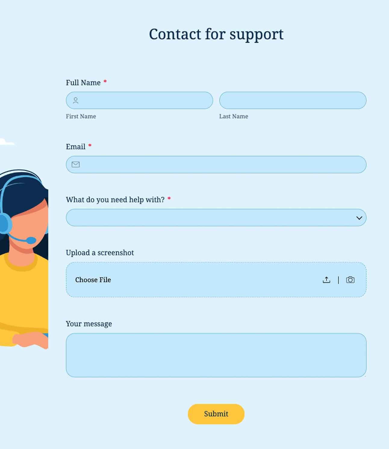 Contact us for support form