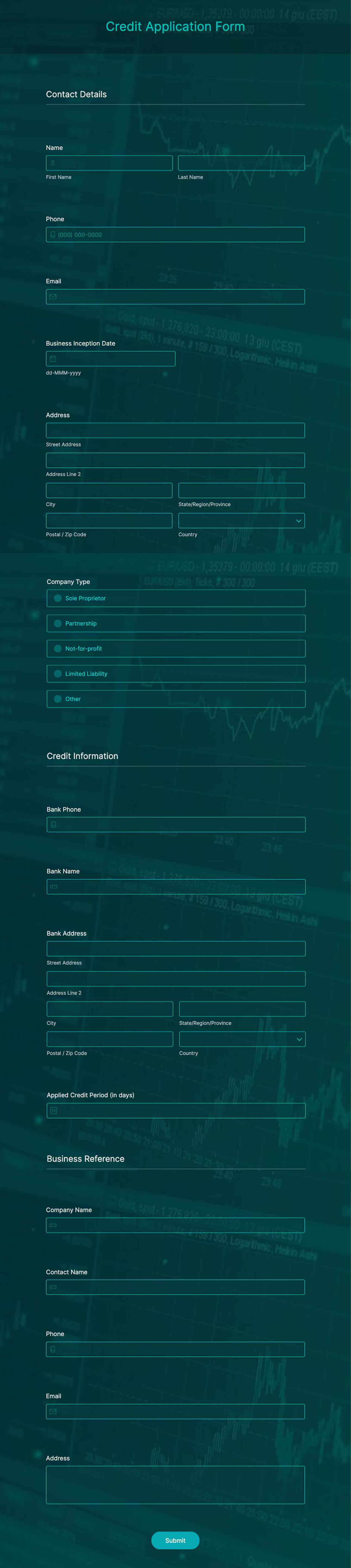 Credit application form