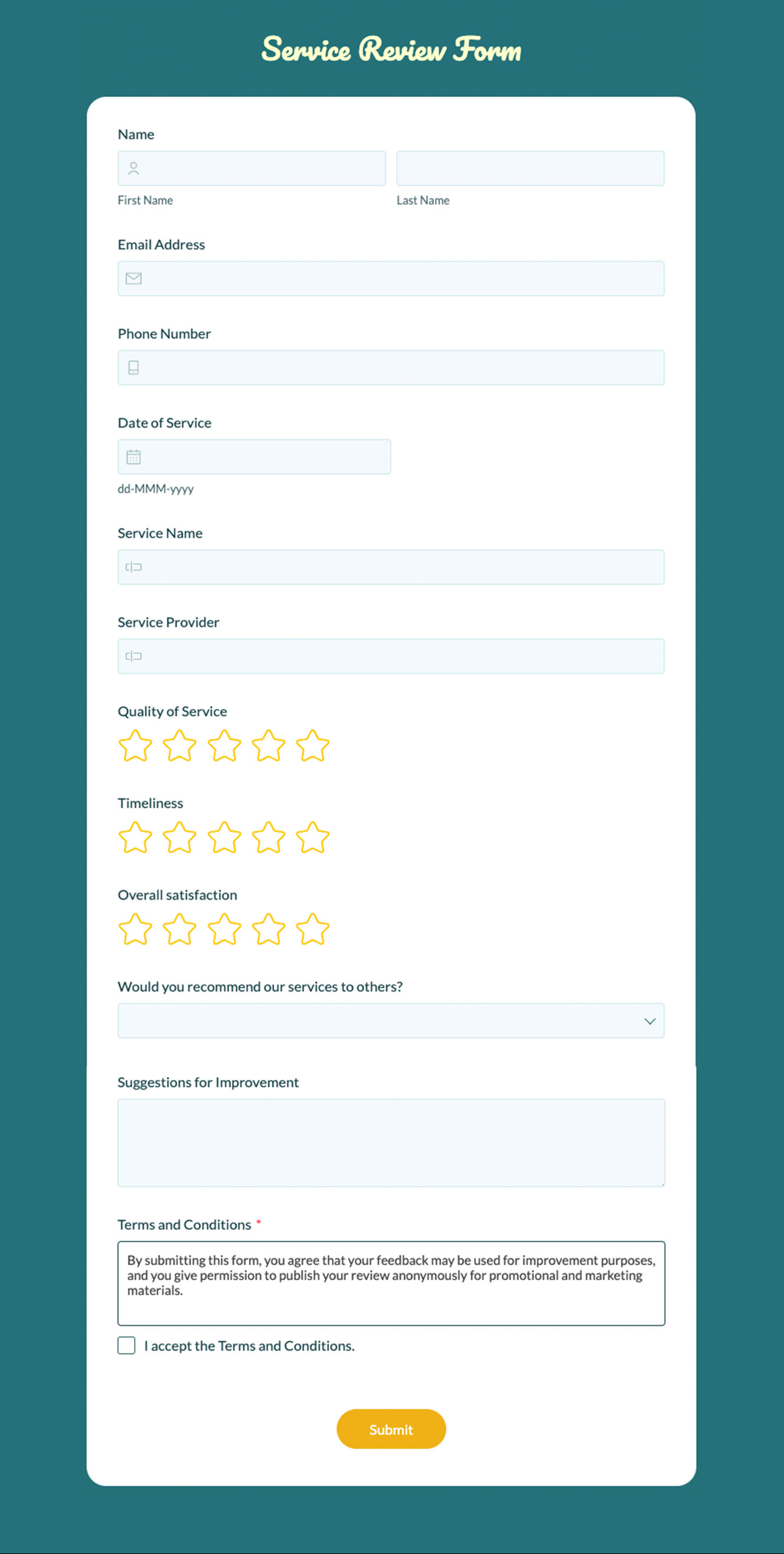 service review forms
