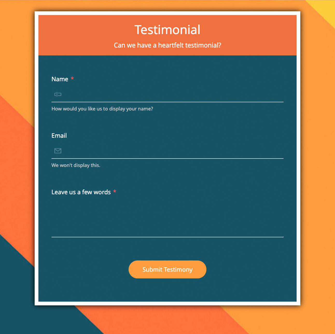 testimonial forms
