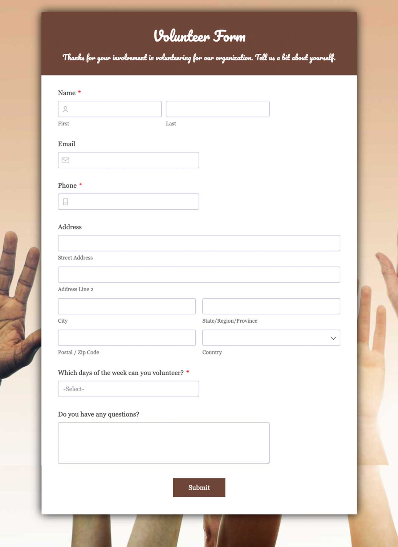 volunteer form