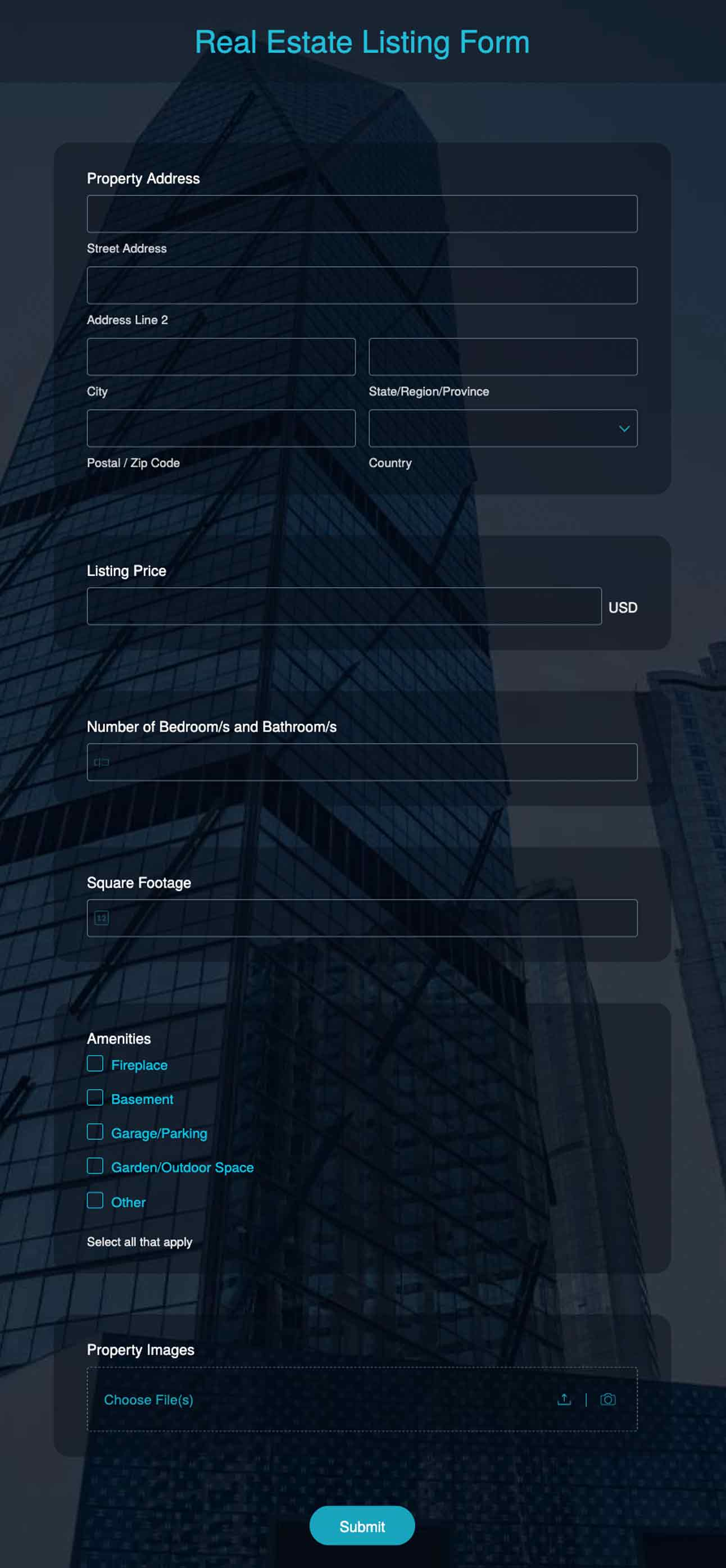 real estate listing form