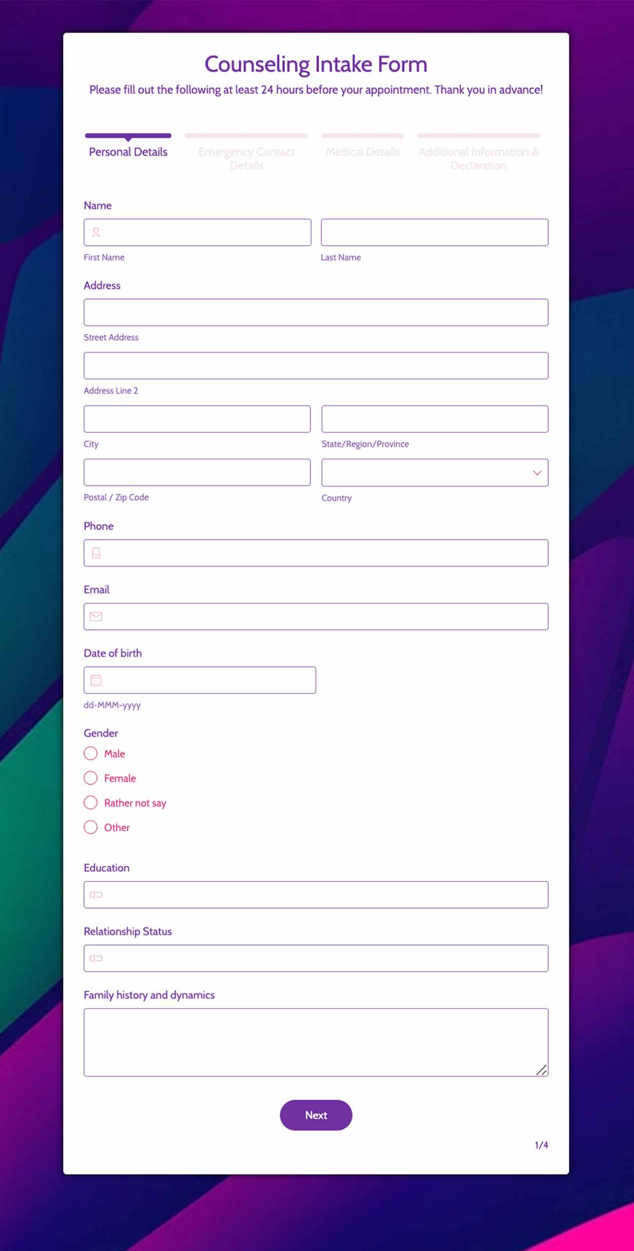 Counseling Intake Form