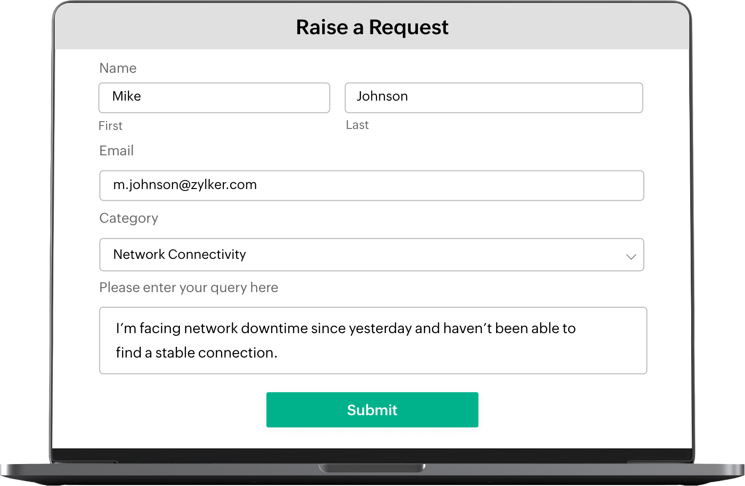 Online form integration with Zoho Desk