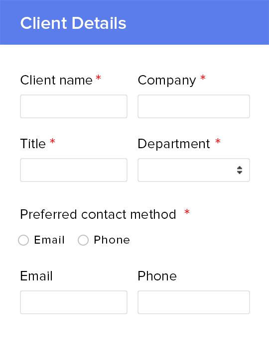 Zoho Forms Client Details form template