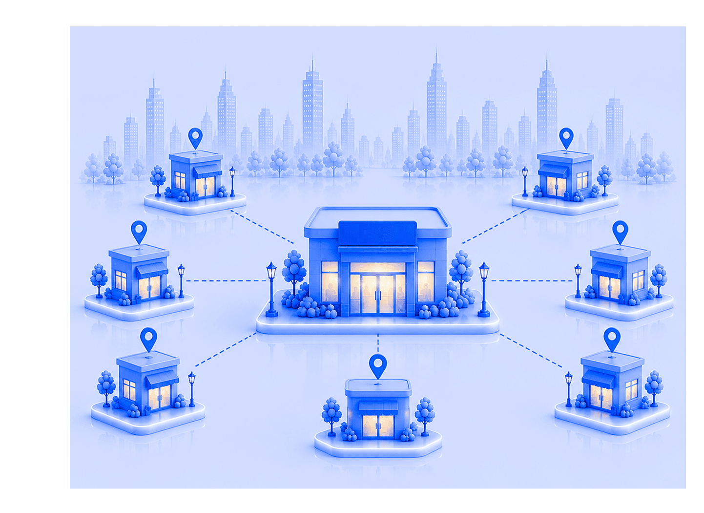 Connected franchise network illustration
