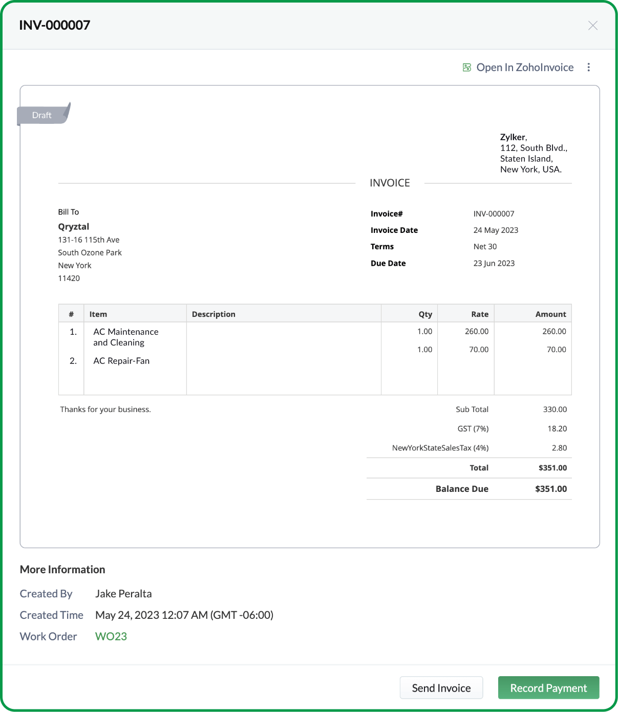 Zoho Books / Zoho Invoice
