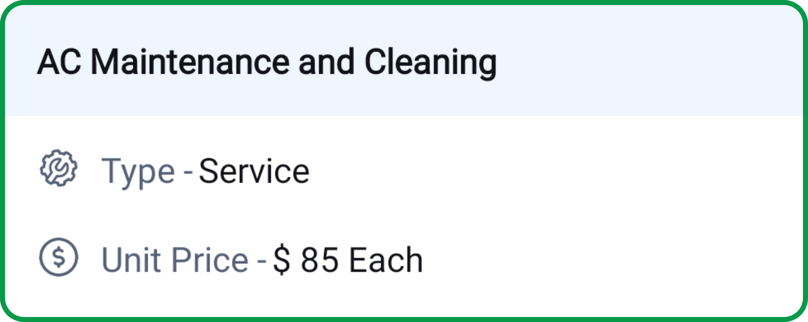 Zoho FSM Maintain details of the services and parts you offer