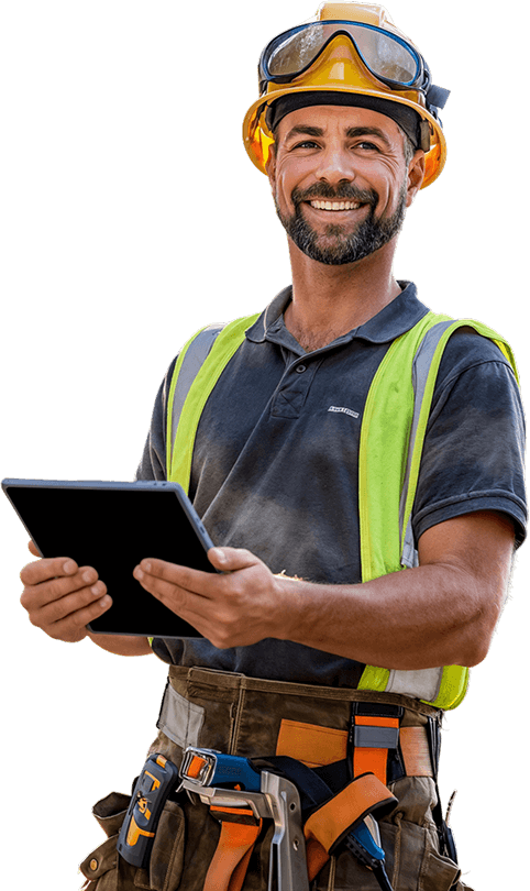 Field service technician with tablet