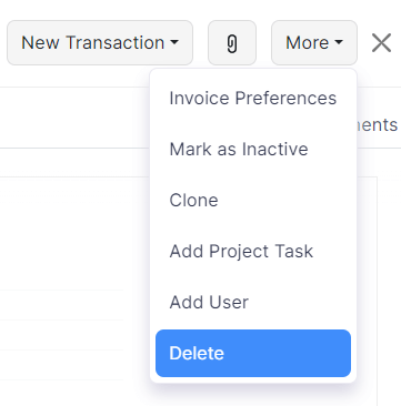 Delete Retainer Invoice