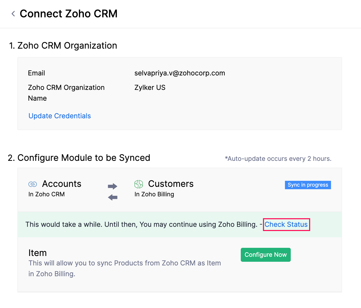 Customer Sync Status
