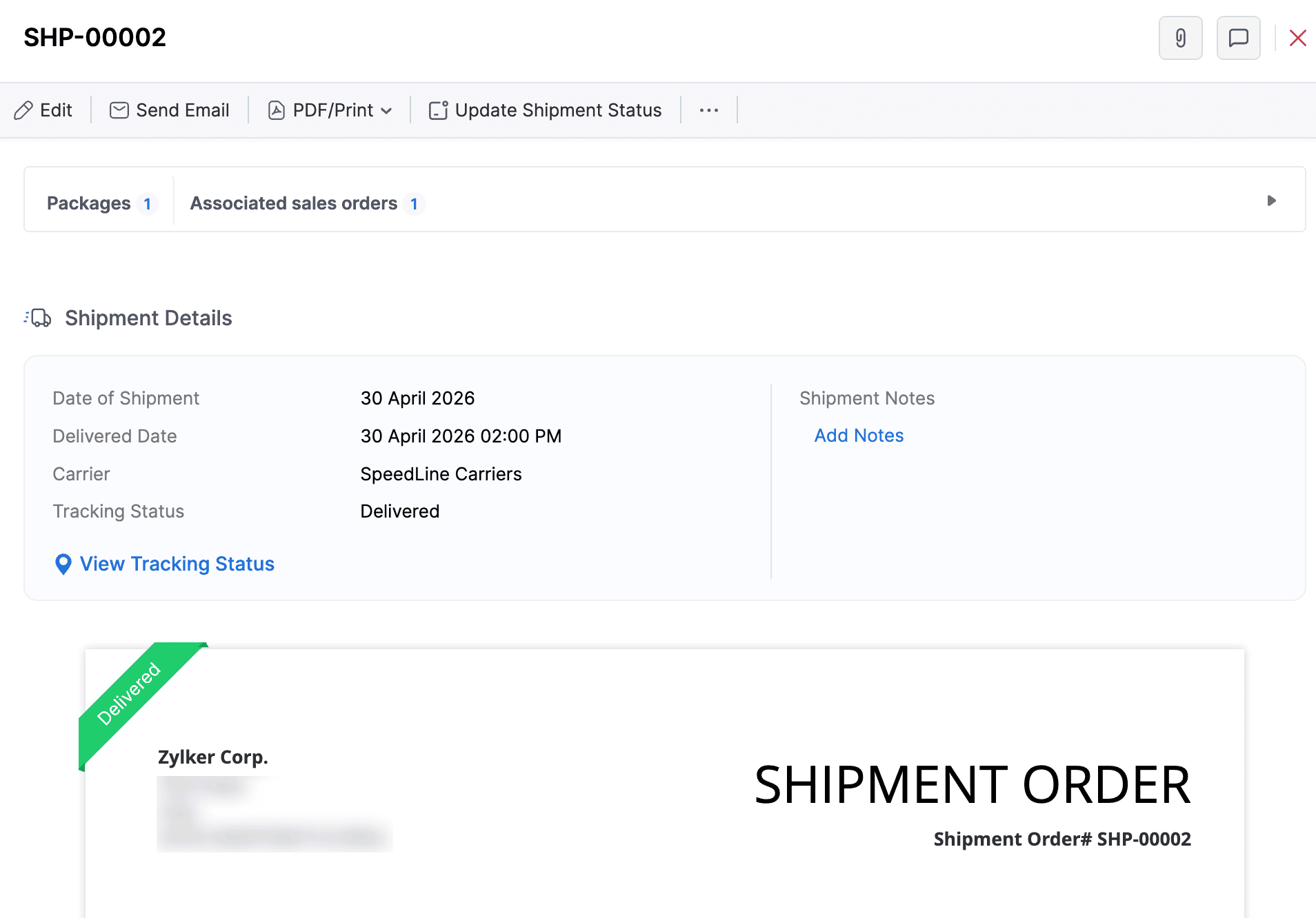 Shipments