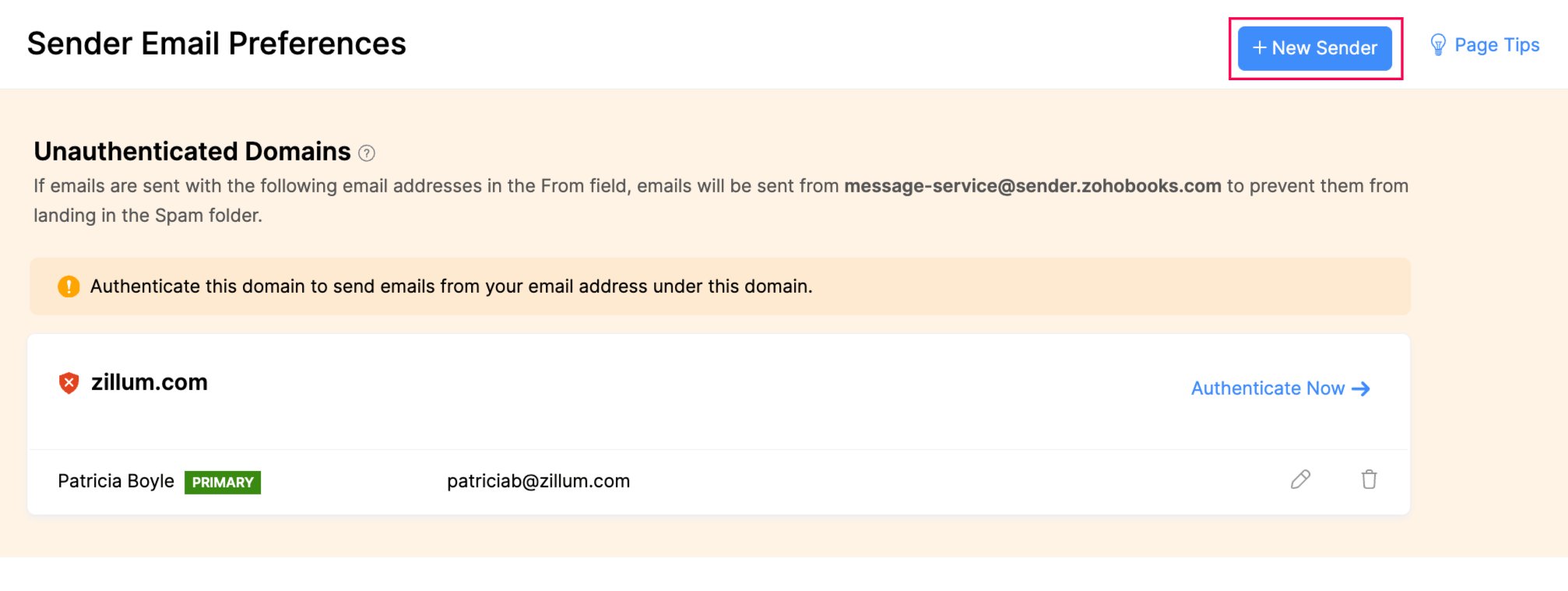 新しいメール送信者の追加