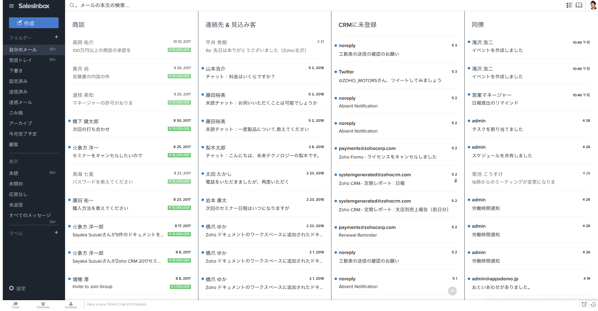 すべての営業メールの統合ビュー