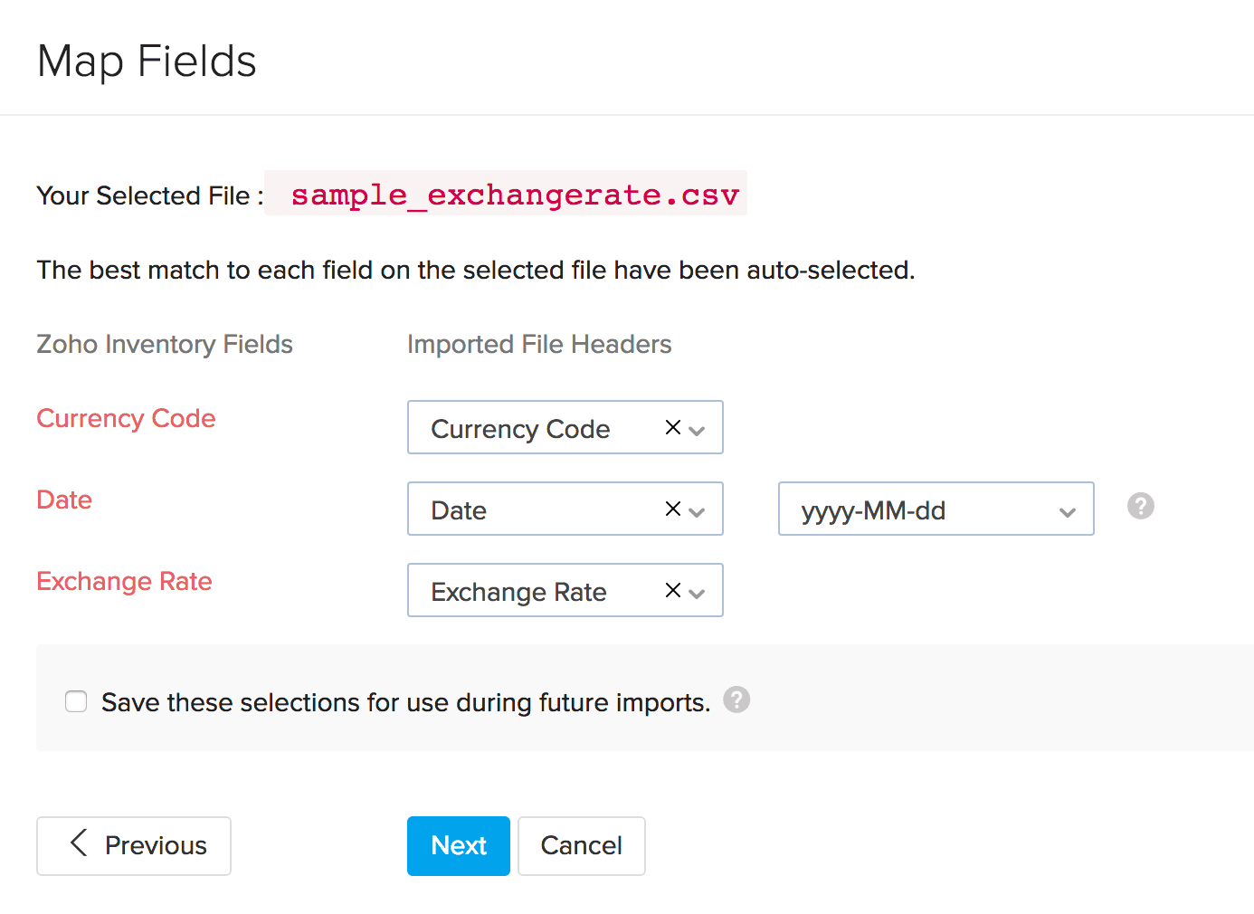 Zohoインベントリ - 通貨