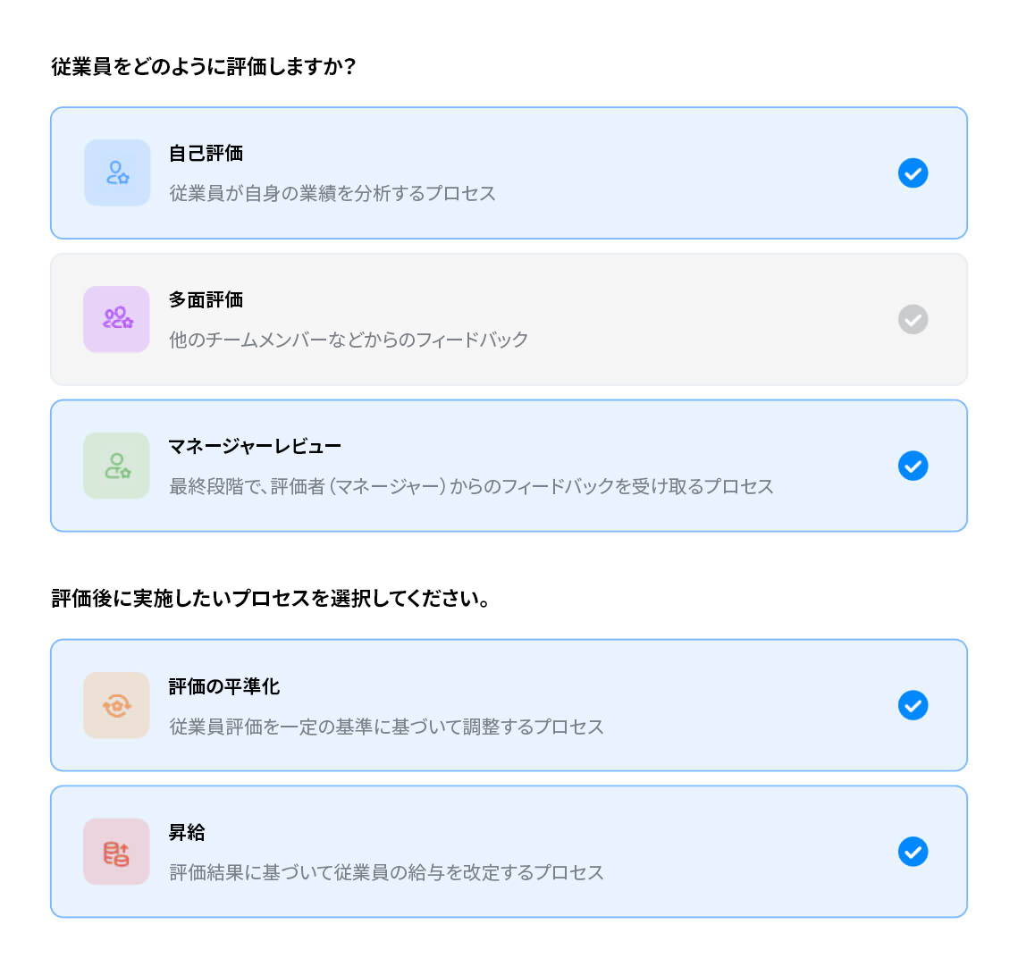 パフォーマンス評価のカスタマイズ