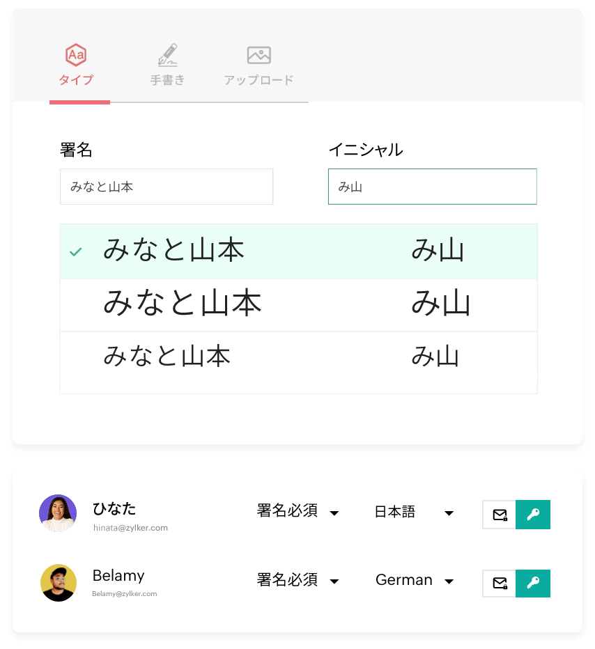 ドキュメントへの署名