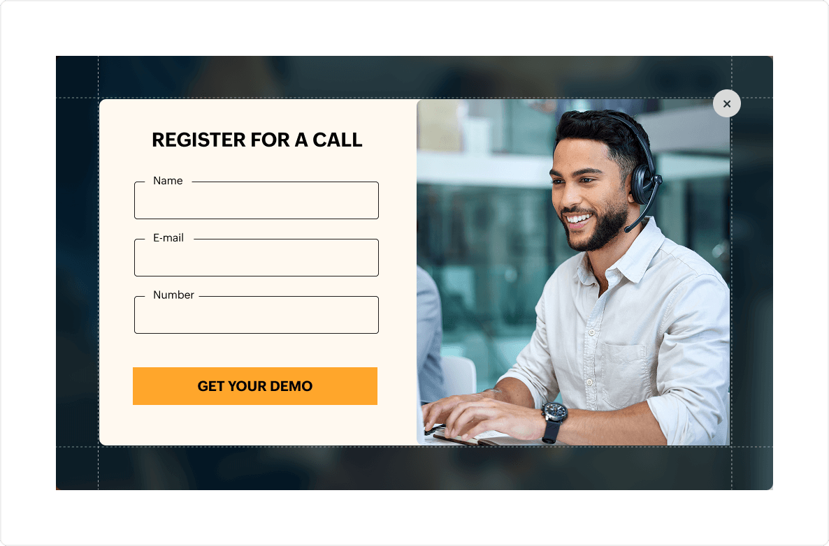 Request-a-demo popup form for moving prospects into a sales conversation