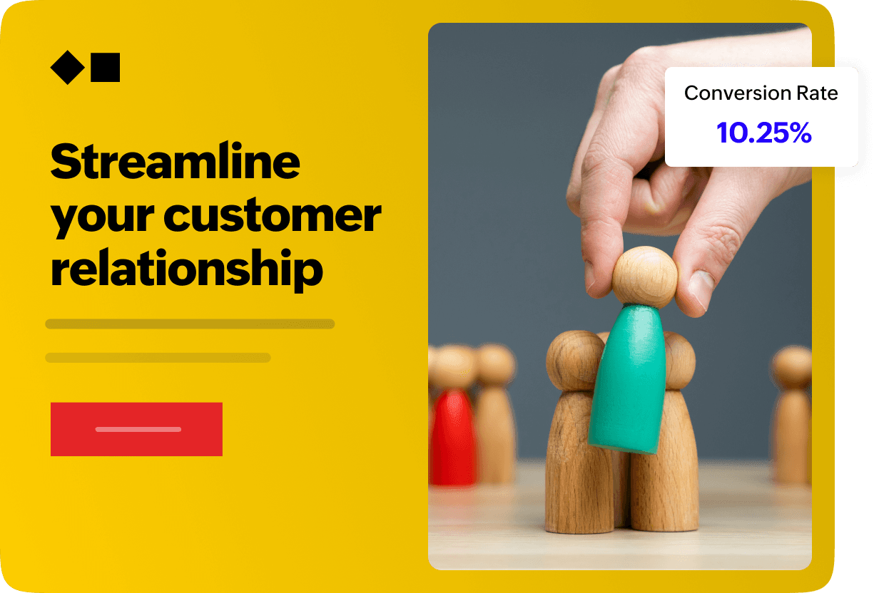 Modern B2B landing page highlighting an improved conversion rate metric