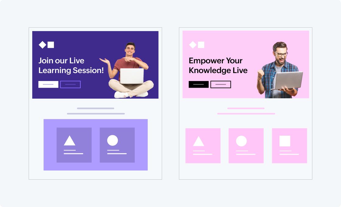 Select vibrant webinar landing page templates
