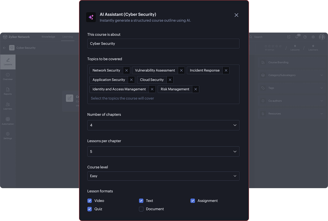 Course outline interface